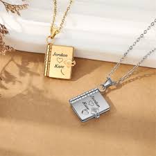 Stainless Steel My Little Star Engrave Book Pendant Necklace for Daughter Love Openable with 7 Pages Gift Women'S Sweater Chain